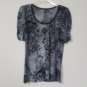 Sere Nade Top Womens M Velvet Floral Embossed Scoop Neck Fairy Grunge Whimsigoth